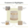 thumbnail image 7 of New Pacific Direct Suri 18" Round Velvet Fabric Fringe Storage Ottoman in Cream, 7 of 7