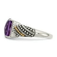 thumbnail image 3 of 14K Two-Tone Gold Ring Band Gemstone Yellow Amethyst Cushion Purple Diamond Round, 3 of 6