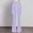thumbnail image 3 of QATAINLAV Women's Wide Leg Yoga Pants High Waisted Workout Flare Leggings Fashion Plaid Printed Bell Bottom Trousers Casual Fall Outfits Purple XXL, 3 of 8