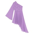 thumbnail image 6 of Alvivi Womens Liturgical Praise Worship Dance Tunic One Shoulder Asymmetrical Overlay Tunic Top Light Purple XL, 6 of 7