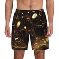 thumbnail image 2 of Picia Classical Golden Casino pattern Mens Swim Trunks with Compression Liner Stretch Beach Shorts Quick Dry with Zipper Pockets No-Chafing Board Shorts-Medium, 2 of 9