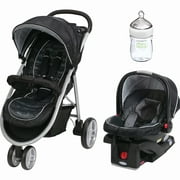 Graco Aire3 Click Connect 3-Wheel Stroller Travel System, Gotham with Nuk Simply Natural 5oz Bottle, 1-Pack