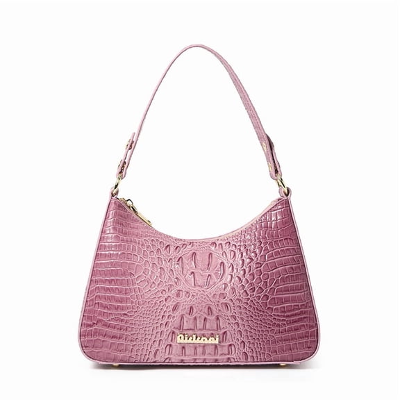 Genuine Leather Hobo Bag, Women's Croc Embossed Crescent Underarm Shoulder Purse