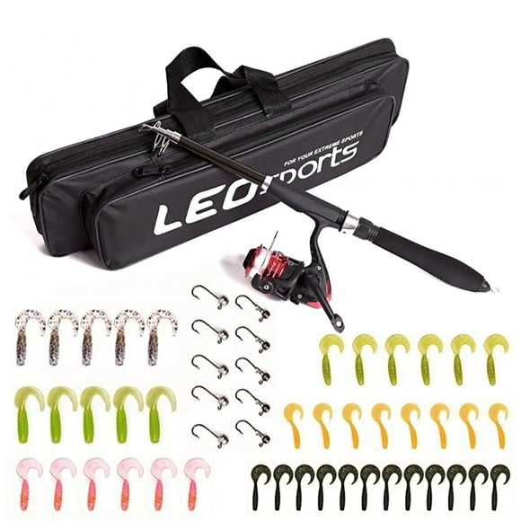 EDTara Kit de Moulinet de Pêche à Canne à Pêche Portable avec Sac de Transport Accessoires d'Équipement de Pêche pour l'Eau Douce Salée