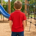 thumbnail image 7 of Boys Uniform Polo Shirts Short Sleeve Collared Back to School Clothes | Fall Winter Casual Slim Fit Athletic Tops, Tees & Shirts Button Up Golf Shirts Kids Outdoor Wear Red,5-6 Years, 7 of 7