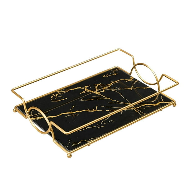 Bandeja de tocador de baño Sunnimix organizador de Maquillaje de mármol color negro