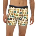 thumbnail image 2 of Men'S Boxer Briefs, Colorful Stamps Pattern Soft And Breathable Mens Underwear Boxer Briefs With Widen Waist, 2 of 2