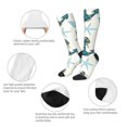 thumbnail image 3 of Xecao Anchors And Shells print thigh-high socks, crafted for both men and women with a stretchy, high-opaque design perfect for daily wear, 3 of 6