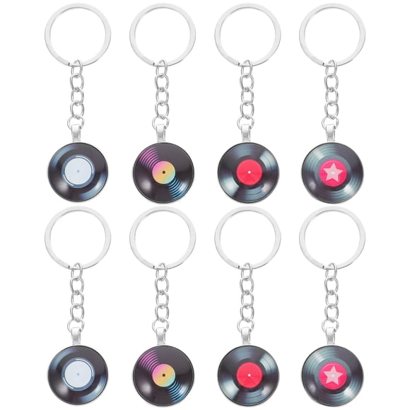 CIMAXIC Party 8pcs Vinyl Record Keychain Music Themed Key Ring for Music Lovers Vintage Album Keychain Pendant for Party Decorations,3.58"X1.1"X0.31"