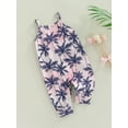 thumbnail image 3 of Seyurigaoka Baby Girl's Sling Romper, Tree/Leaf Print Sleeveless Snap Crotch Infant Girl Jumpsuit, 3 of 8