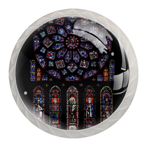 Ownta Window Glass Stained Round Glass Drawer Handles Knobs Pulls with