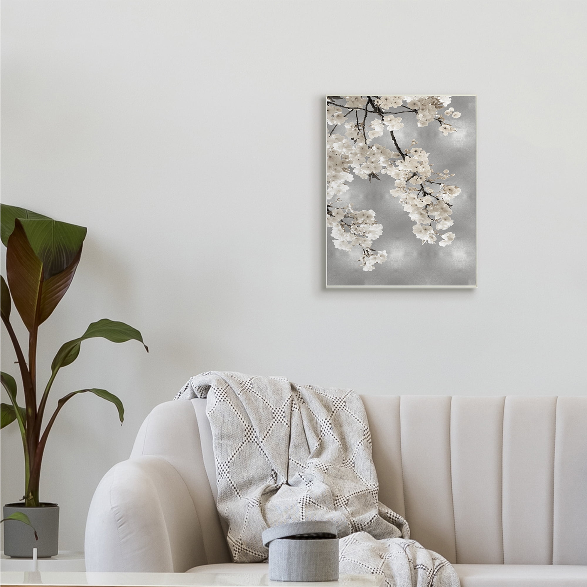 Stupell Industries Spring Blossoms White Flowers Tree Branch,13 x 19,Designed by Kate Bennett