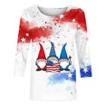 thumbnail image 5 of UPPADA 4th of July American Flag Shirt for Women 3/4 Sleeve Patriotic Shirt Usa Flag Star Stripes Graphic Tees Summer Crewneck Tunic Tops,Patriotic Shirts Red,XL, 5 of 5