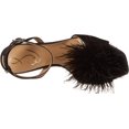 thumbnail image 5 of Sam Edelman Leon Black Satin Feather Pom Pom Detail Ankle Strap High Heel Sandal (Black Satin, 6), 5 of 6