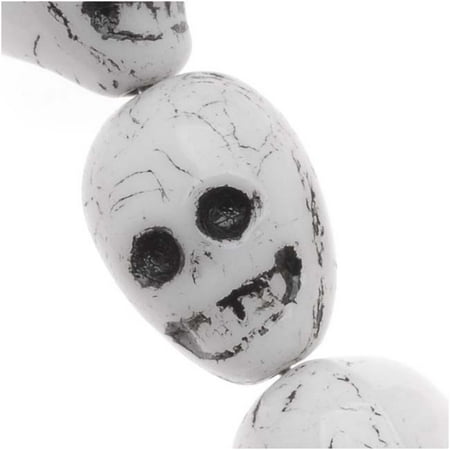 Eagle Head Pendant Bead - Czech Glass White Skull Beads Pendants 14.5mm (6)