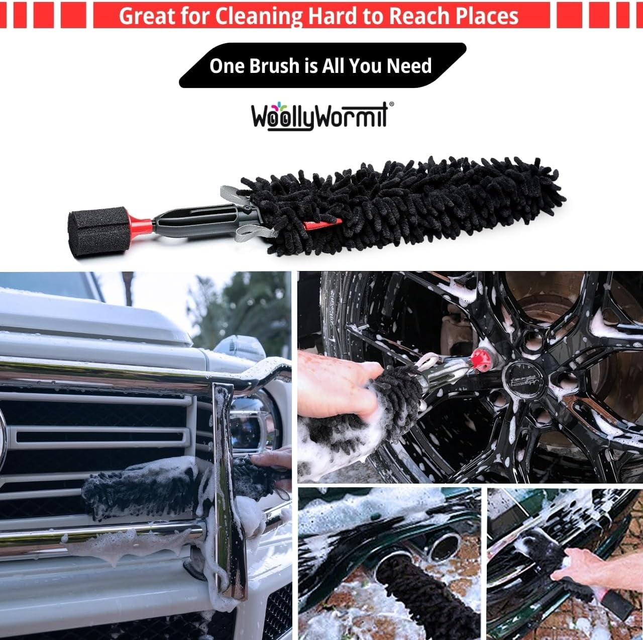Woollywormit Wheel Cleaning Brush Kit - Rim, Brush, Lug Nut Cleaner
