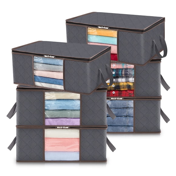Lifewit Clothes Storage Bag Foldable Organizer Bin with Reinforced Handle Sturdy Breathable Fabric Clear Window for Sweaters, Coats, T-Shirts, Blanke