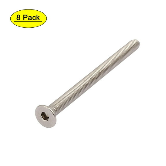 M4x55mm 316 Stainless Steel Flat Head Hex Socket Cap Screws Silver Tone 8pcs
