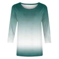 thumbnail image 5 of SOOMLON Womens 3/4 Sleeve Summer Tops Plus Size Tunic Cotton Tops Casual Crewneck Shirts Gradient Color Graphic T Shirts 2025 Fashion Spring Summer Ladies Tops Loose Fit Outfits Pullover Green S, 5 of 5