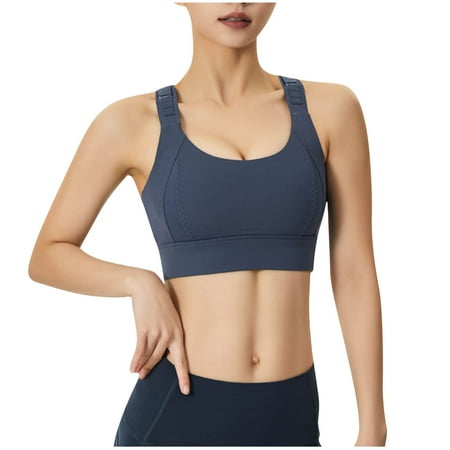 Tnhcen Women s and Women s Plus Size Underwire Plunge Bra with Adjustable Integrated Fitness Shock-Absorbing Bras for Women Underwire Underwear Sports Bra Tank Tops for Women  Blue  5XL