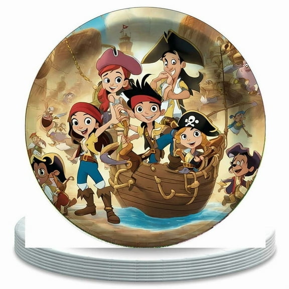 Jake and the Never Land Pirates Plates Party Supplies Birthday Dinnerware Decorations Tableware Disposable 16pcs