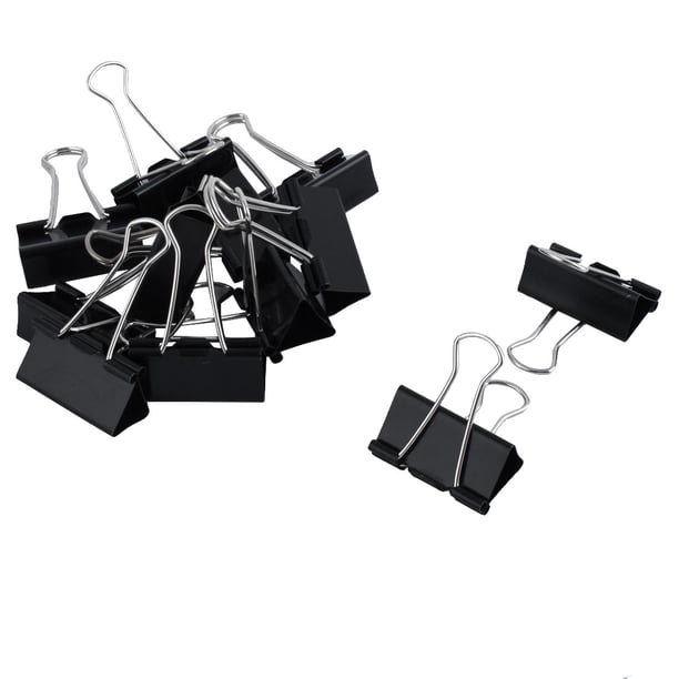 One Dozen 40mm Width Black Metal Office Binder Clips Clamps