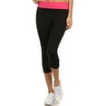 thumbnail image 1 of Juniors Fold Over Banded Waist Capri Length Workout Yoga Pants, 1 of 2
