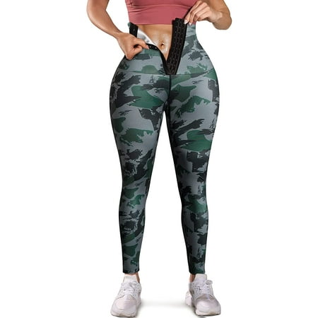

Molutan Women Sauna Leggings Sweat Pants High Waist Slimming Hot Thermo Compression Workout Fitness Exercise Tights Body Shaper(Camouflage 2XL)