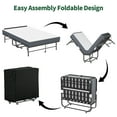 thumbnail image 6 of 75"x46" Twin Folding-Bed with Mattress Wide Extra Long Heavy-Duty Rollaway Guest Bed Portable Spacious Cot on Wheels with Adjustable Headboard 5" Memory Foam Mattress,Black, 6 of 10
