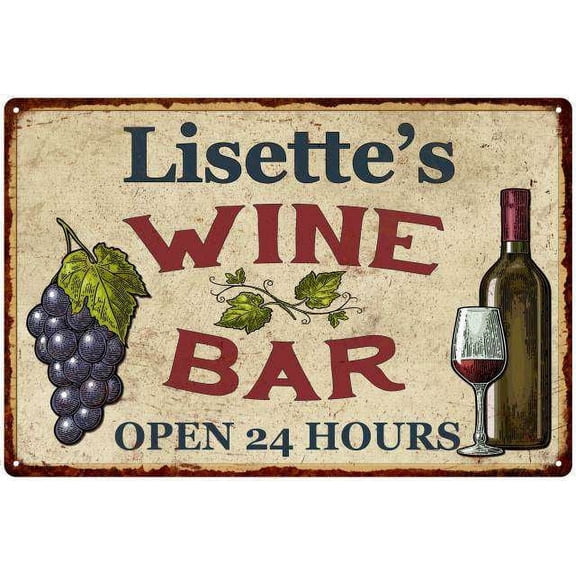 Lisette's Rustic Wine Bar Sign Wall Decor Kitchen Gift 16 x 24 Matte Finish Metal 116240056836