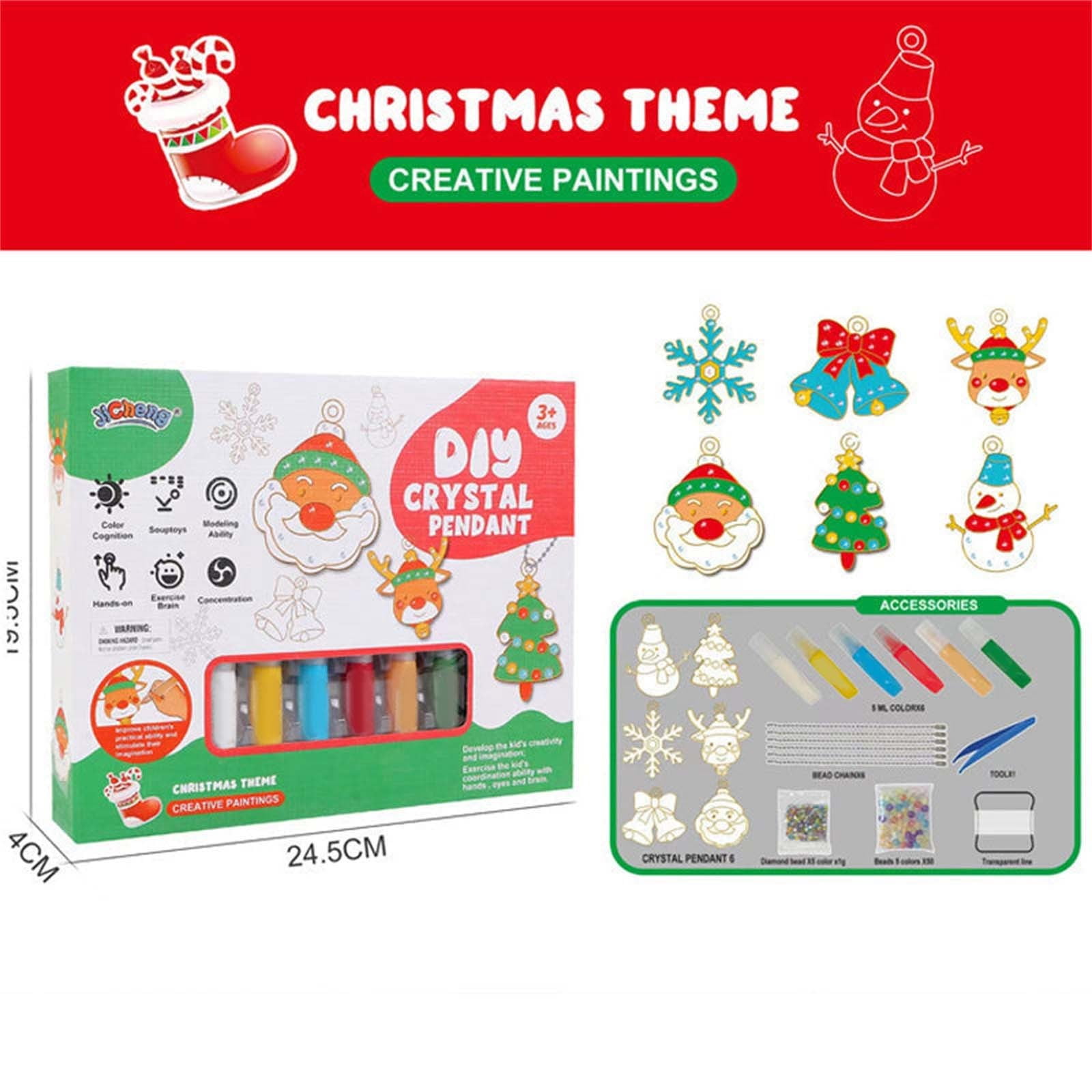 Kids DIY Crystal Paint Arts and Crafts Set DIY Crystal Painting Set No-Bake  Crystal Glue Painting Set Christmas Ornament