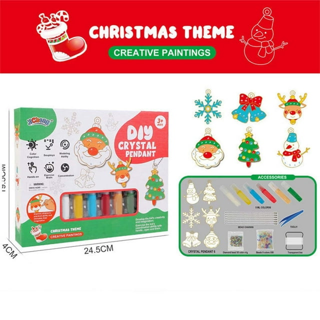 DIY Crystal Paint Kit for Kids - 3D Window Art with Mixable Colors & Diamond Decorations for Christmas Crafts and Classroom Projects
