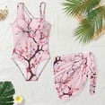 thumbnail image 4 of Xixirimido Pink Butterfly Plum Blossom Print Girls Swimsuit One Piece with Removable Bra, One Shoulder Adjustable Strap Swimwear with Mesh Cover Up Bathing Suit for Girl, Size 9-10 Years, 4 of 7