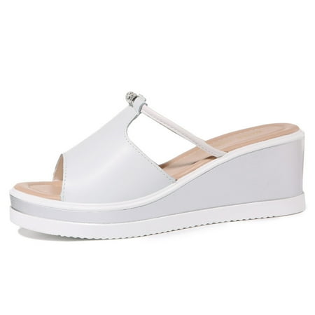 

Women‘s Open Toe Wedge Slippers Open Toe Non-slip Outdoor Slides Shoes Casual Platform Slippers