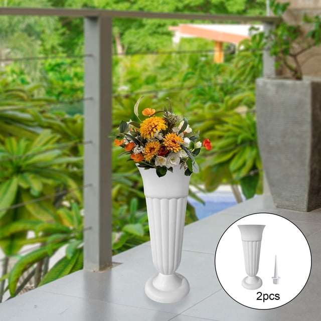 Jarrón de cementerio Perfecl Flores artificiales Decoración de tumbas Jarrones de cementerio con espiga