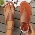 thumbnail image 6 of KIJBLAE Women's Plus Size Solid Color Clip Toe Flat Sandals, Minimalist Casual Design, Lightweight Comfortable Outdoor Beach Shoes Brown 43, 6 of 9