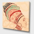 thumbnail image 3 of African American Woman Portrait with Turban II 16 in x 16 in Painting Canvas Art Print, by Designart, 3 of 4