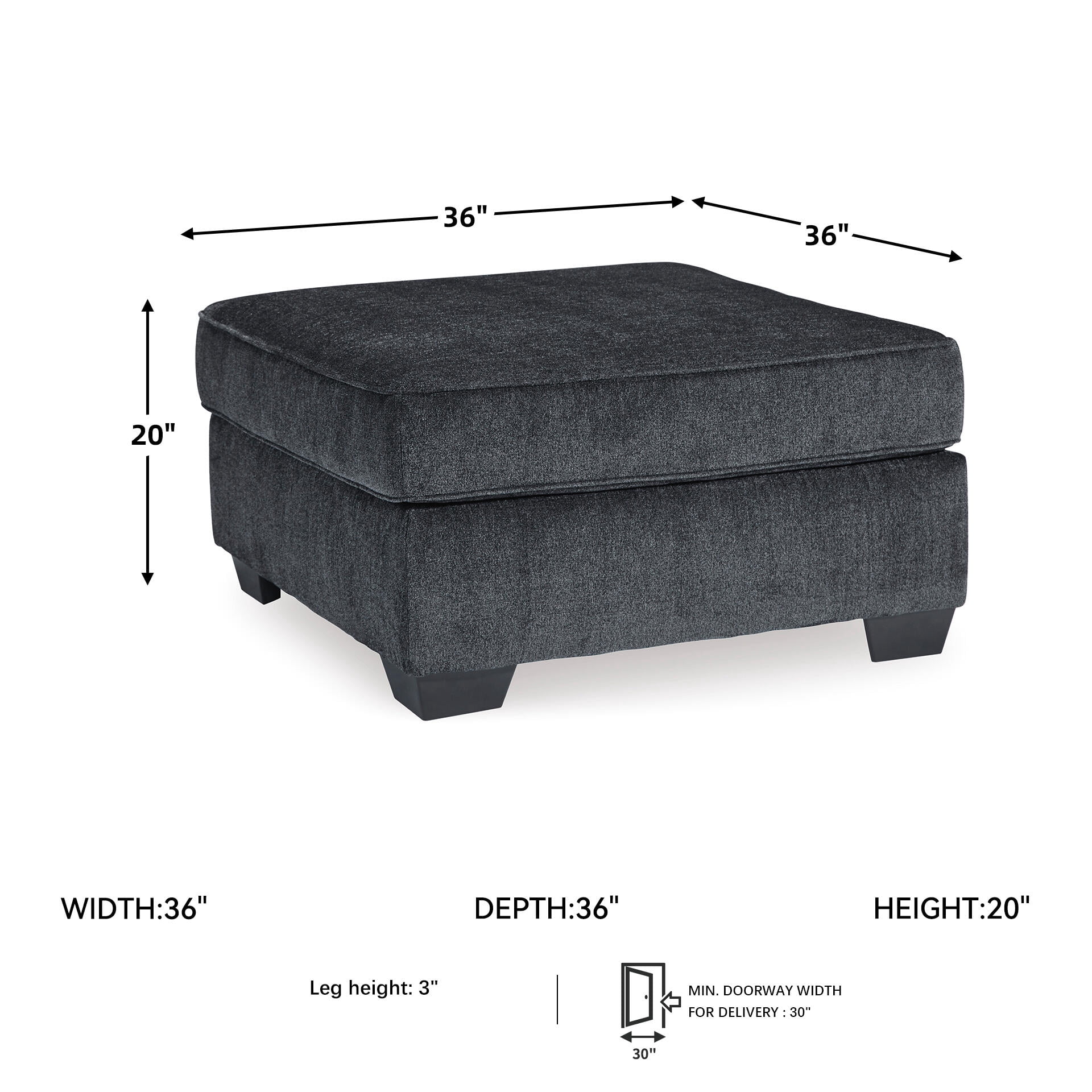 Signature Design by Ashley Contemporary Altari Oversized Accent Ottoman Chenille Slate