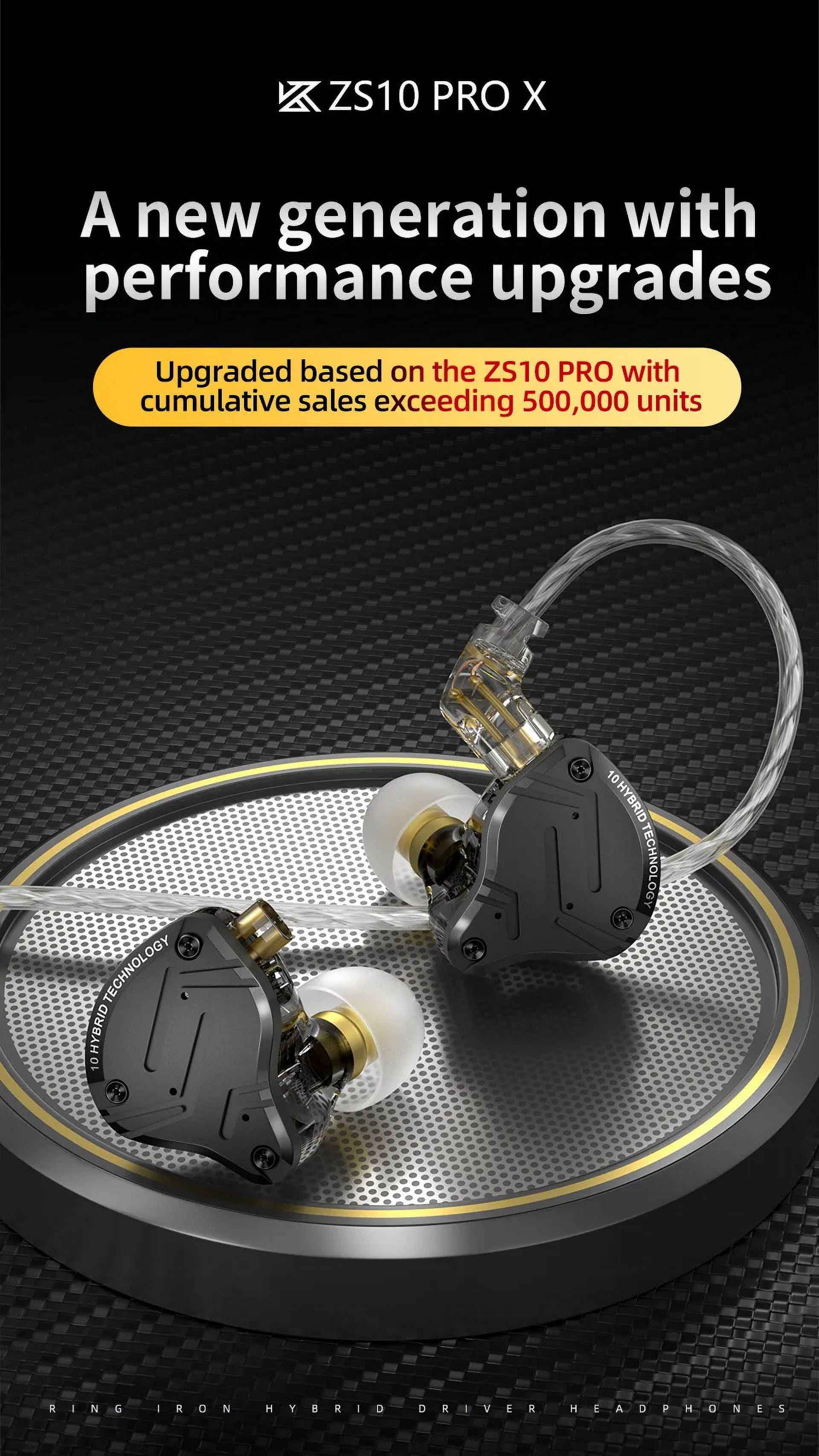 KZ ZS10 PRO X Noise Cancelling In Ear Earphones, Black