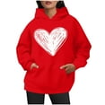 thumbnail image 7 of Oalirro Drawstring Hoodies for Women Causal Winter Long Sleeve Cute Heart Sweatshirt Valentine's Day Top for Spring, Red, 7 of 7