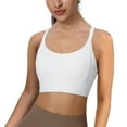 thumbnail image 2 of COMVALUE Women's Square Scoop Neck Sports Bra Thin Strap Padded Low Impact Yoga Bra Wireless Workout Crop Top (White, XL), 2 of 7
