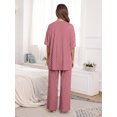 thumbnail image 4 of MINTREUS Lounge Sets for Women Knit Short Sleeve Tops and Long Pants Soft Comfy Pajamas Set Oversized 2 Piece Outfits S-4X, 4 of 8