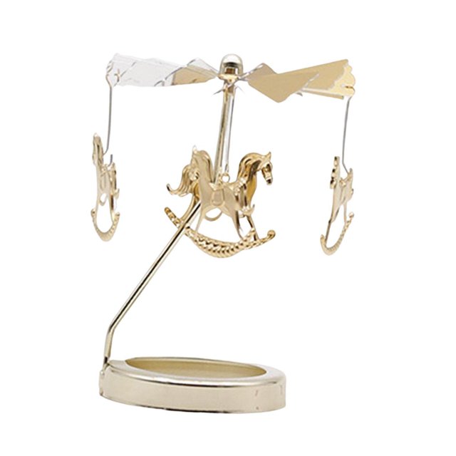 fastboy Spinning Tea Light Candle Holder Candle Lover Ornament Rotating Candlestick Horse