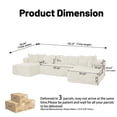 thumbnail image 6 of 130" Boneless Sectional Couch, White U-Shaped Corduroy Couch with Chaise Lounge, 4-Seat Living Room Sofa with Pillow Back and Square Arms, 6 of 10