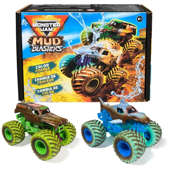 Pack de 2 unidades de lanzadores de barro Toy Monster Jam, excavadores de tumbas y megalodon
