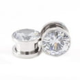 thumbnail image 2 of Pack of 4 Ear Plugs / Tunnels 2 Screw Fit with CZ Stone and 2 FREE Thin Silicone, 2 of 8