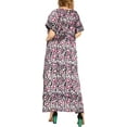 thumbnail image 3 of HAPPY BAY Women's Summer Batik Caftan Maxi Night Loungewear Dashiki House Dress V Neck Kaftan Sleepwear for Women Nightgown 3X-4X Pink, Leaves, 3 of 4
