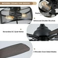 thumbnail image 3 of PHORUS 56" Rustic Ceiling Fan with Light & Remote,Industrial Caged Flush Mount,5 Reversible Dual-Finish Blades,6-Speed Silent Motor,Perfect for Bedroom,Living Room & Outdoor Patio, 3 of 9