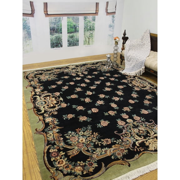 William Abusan Black/Green Rug, 7'11" x 10'4"