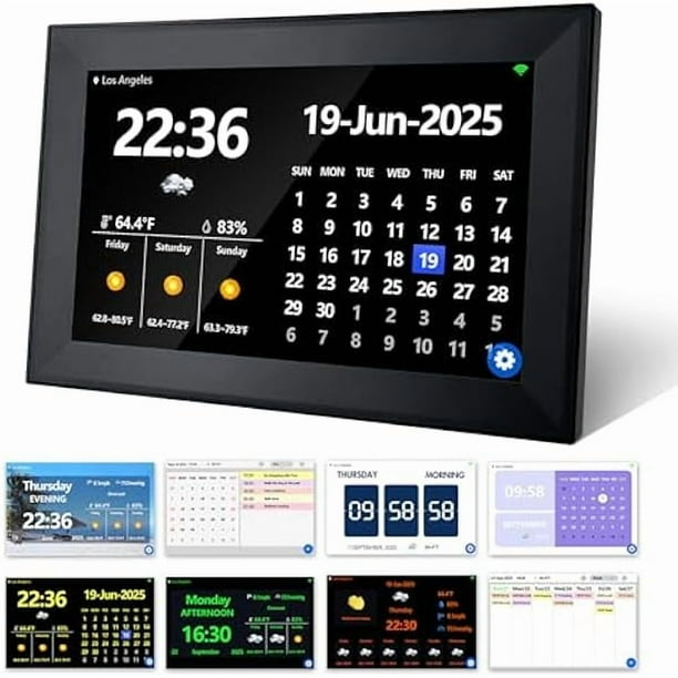 wonima44 WiFi 10.1" Touchscreen Digital Alarm Clock, Dementia Clocks for Seniors Extra Large Display Custom 64 Reminders & 64 Alarms, Auto DST, Weather Clock with Day and Date for Elderly (Black)